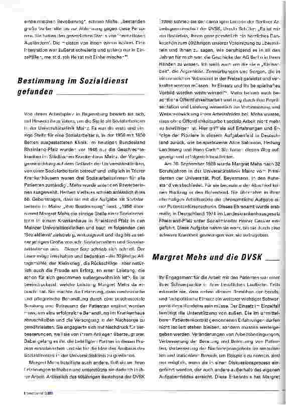 Vorschauseite 3: Der Einsatz von Margret Mehs 2003 wäre sie 75 Jahre alt geworden