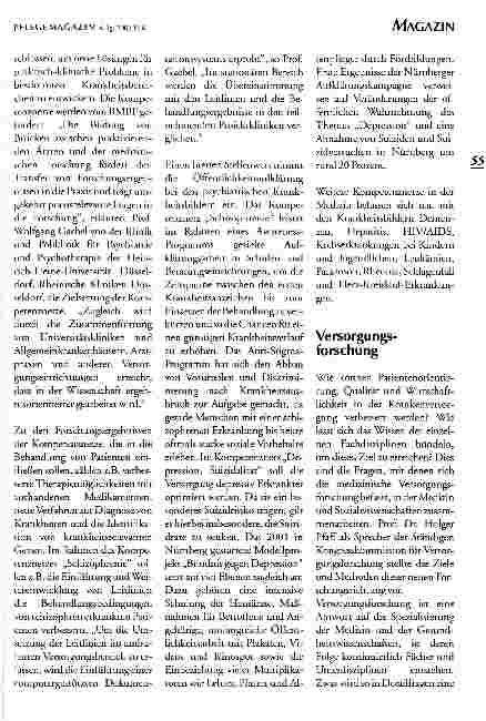 Vorschauseite 2: Erster Kongress zur psychosozialen Versorgung in der Medizin Kongressbericht