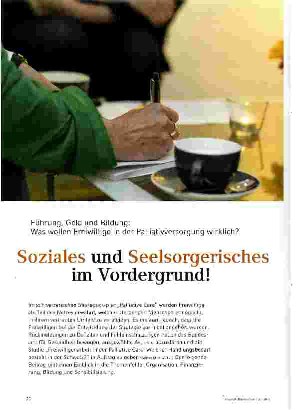 Vorschauseite 1: Soziales und Seelsorgerisches im Vordergrund!