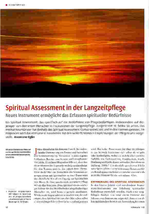 Vorschauseite 1: Spiritual Assessment in der Langzeitpflege