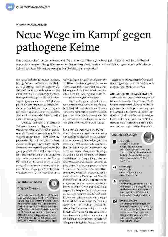 Vorschauseite 1: Neue Wege im Kampf gegen pathogene Keime