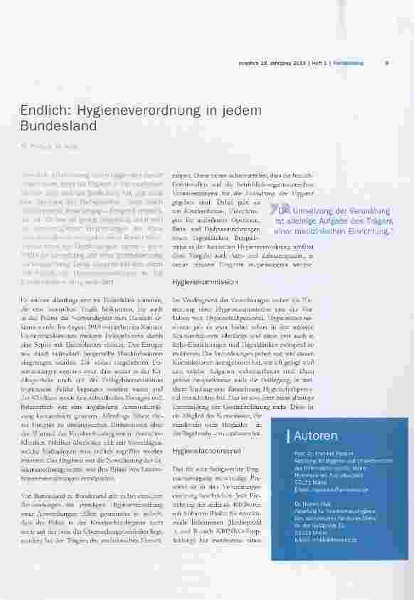Vorschauseite 1: Endlich: Hygieneverordnung in jedem Bundesland