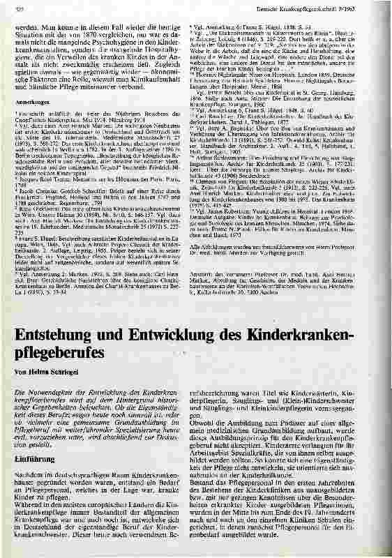 Vorschauseite 1: Entstehung und Entwicklung des Kinderkrankenpflegeberufes