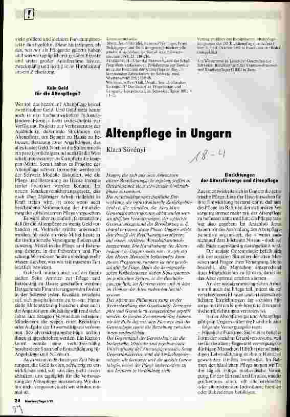 Vorschauseite 1: Altenpflege in Ungarn