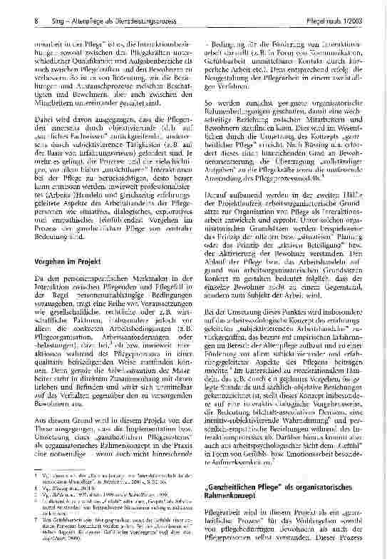 Vorschauseite 2: Altenpflege als Dienstleistungsprozess (Zwischen-)Ergebnisse eines Praxisbzw. Umsetzungsprojektes zur Förderung von Interaktionsarbeit in der stationären Altenpflege