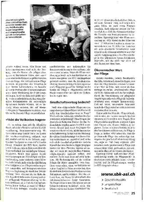Vorschauseite 4: Eine Pflegeversicherung in der Schweiz?