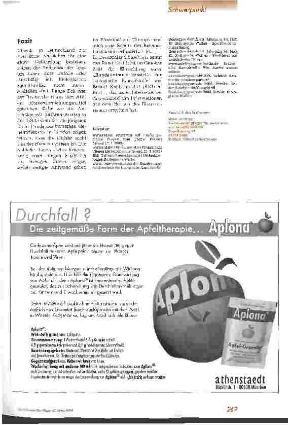 Vorschauseite 4: Biologische Kampfstoffe sind wieder zu beachten