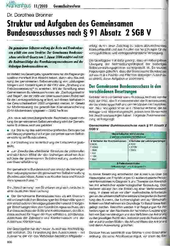 Vorschauseite 1: Struktur und Aufgaben des Gemeinsamen Bundesausschusses nach § 91 Absatz 2 SGB V