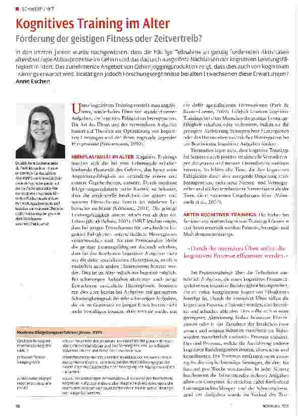 Vorschauseite 1: Kognitives Training im Alter