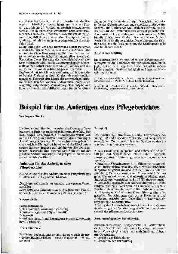 Vorschauseite 1: Beispiel für das Anfertigen eines Pflegeberichtes