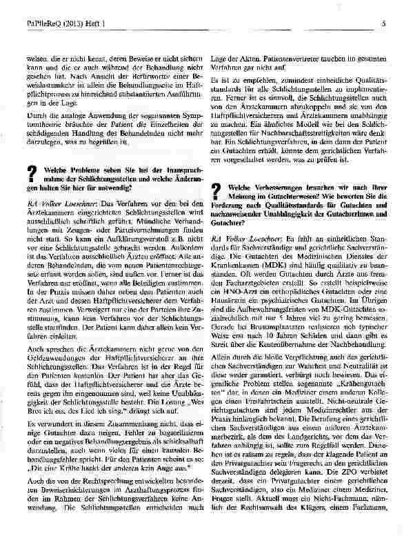 Vorschauseite 4: Interview zum Patientenrechtegesetz 2013