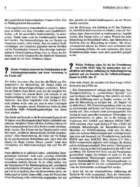 Vorschauseite 5: Interview zum Patientenrechtegesetz 2013