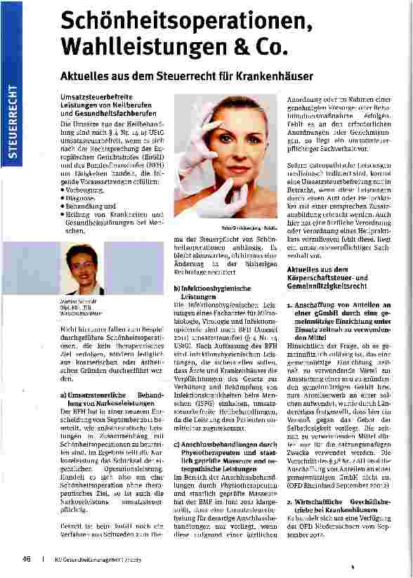 Vorschauseite 1: Schönheitsoperationen, Wahlleistungen & Co.