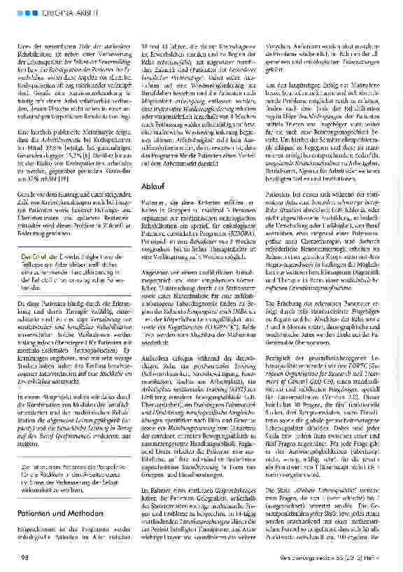 Vorschauseite 2: Lassen sich junge Tumorpatienten beruflich reintegrieren?