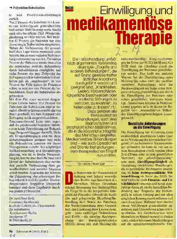 Vorschauseite 1: Einwilligung und medikamentöse Therapie