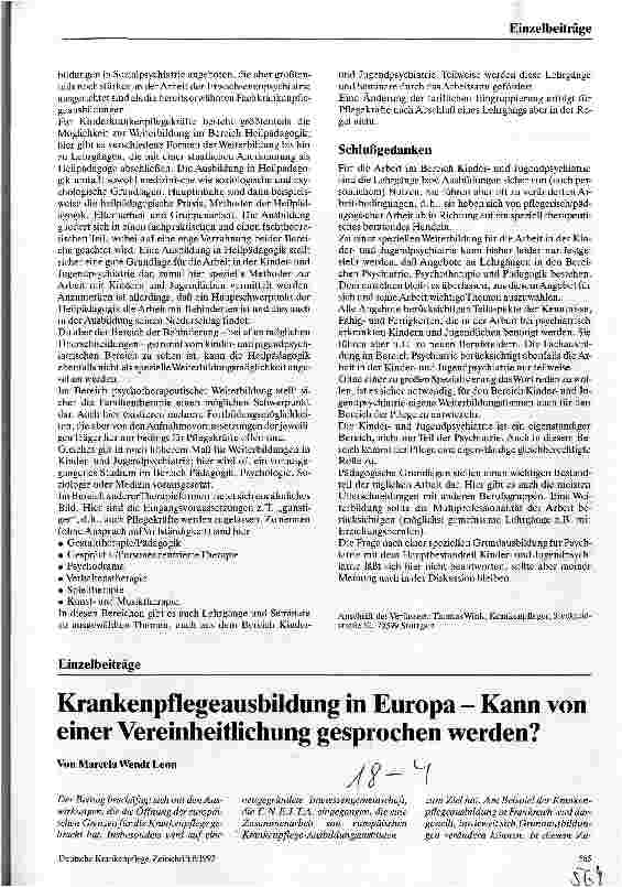 Vorschauseite 3: Pflegerische Arbeit in der Kinderu. Jugendpsychiatrie - Fortund Weiterbildungsmöglichkeiten
