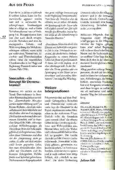 Vorschauseite 5: Pflegeverständnis auf dem Prüfstand Snoezelen ein Konzept für Demenzkranke? Widerstand gegen einen Trend
