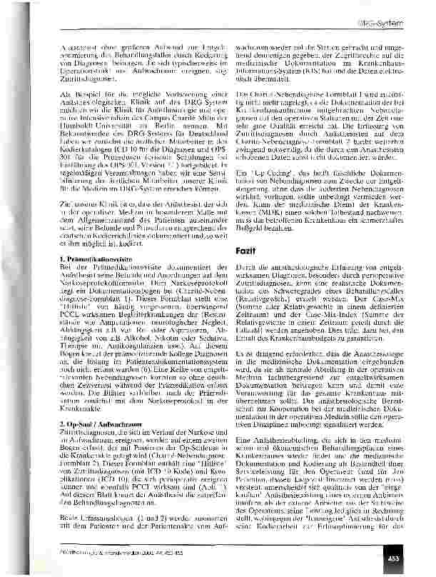Vorschauseite 4: Anästhesiologie und German (Refined?) Diagnosis-Related Groups Die Verpflichtung zur medizinischen Dokumentation als Chance nutzen