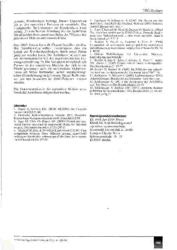 Vorschauseite 6: Anästhesiologie und German (Refined?) Diagnosis-Related Groups Die Verpflichtung zur medizinischen Dokumentation als Chance nutzen