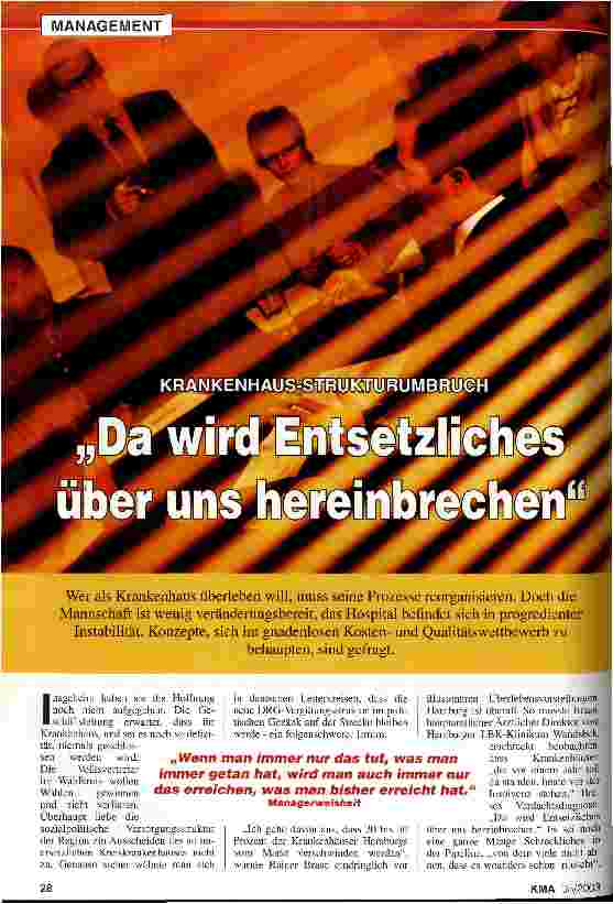 Vorschauseite 1: Da wird Entsetzliches über uns hereinbrechen Krankenhaus-Strukturumbruch
