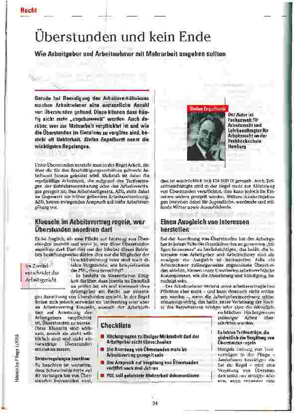 Vorschauseite 1: Überstunden und kein Ende