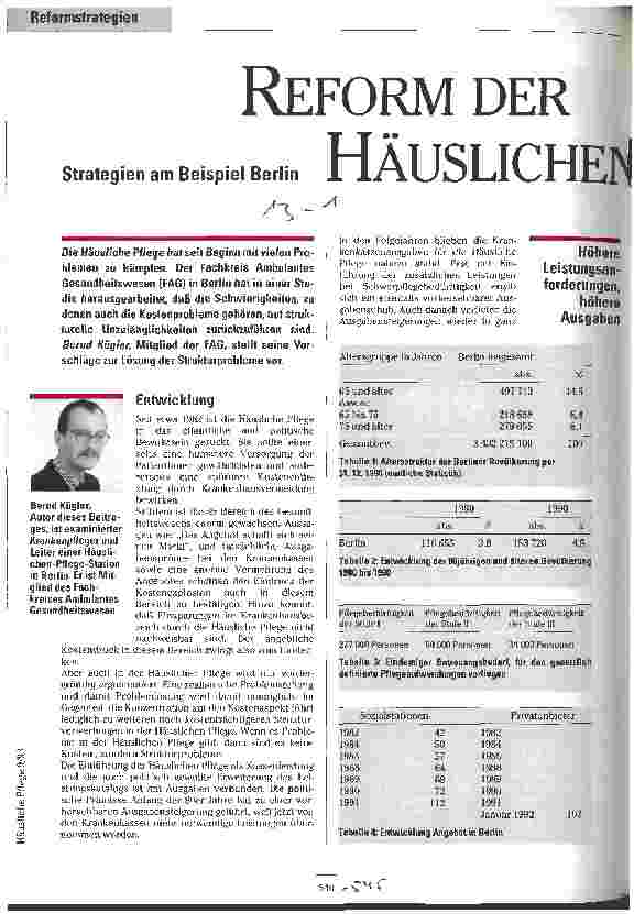 Vorschauseite 1: Reform der Häuslichen Pflege Strategien am Beispiel Berlin