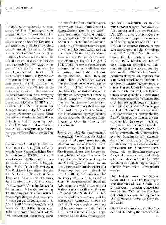 Vorschauseite 2: Spezialleistung kann auf Artzgruppen konzentriert werden Bundessozialgericht, Urteil vom 30. Januar 2002