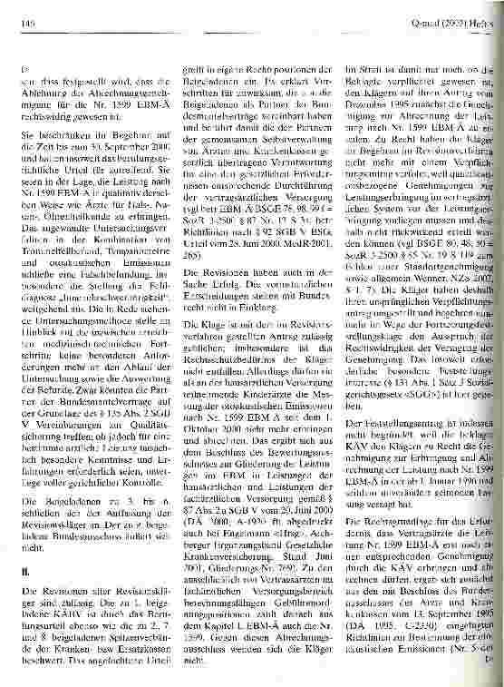 Vorschauseite 3: Spezialleistung kann auf Artzgruppen konzentriert werden Bundessozialgericht, Urteil vom 30. Januar 2002