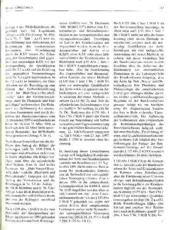 Vorschauseite 4: Spezialleistung kann auf Artzgruppen konzentriert werden Bundessozialgericht, Urteil vom 30. Januar 2002