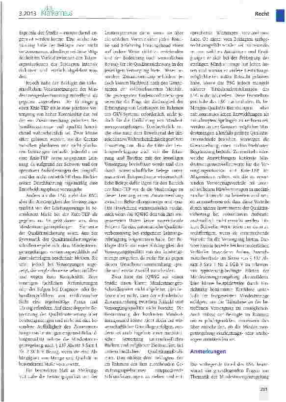 Vorschauseite 2: Mindestmengen bei Kniegelenk-Totalendoprothese (Knie-TEP)