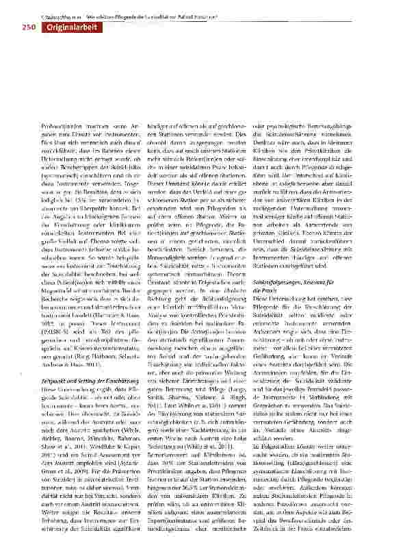 Vorschauseite 6: Wie schätzen Pflegende die Suizidalität von Patient(inn)en ein? Erhebung in psychiatrischen Institutionen der deutschen Schweiz