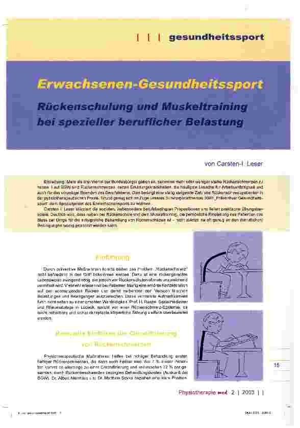 Vorschauseite 1: Rückenschulung und Muskeltraining bei spezieller beruflicher Belastung