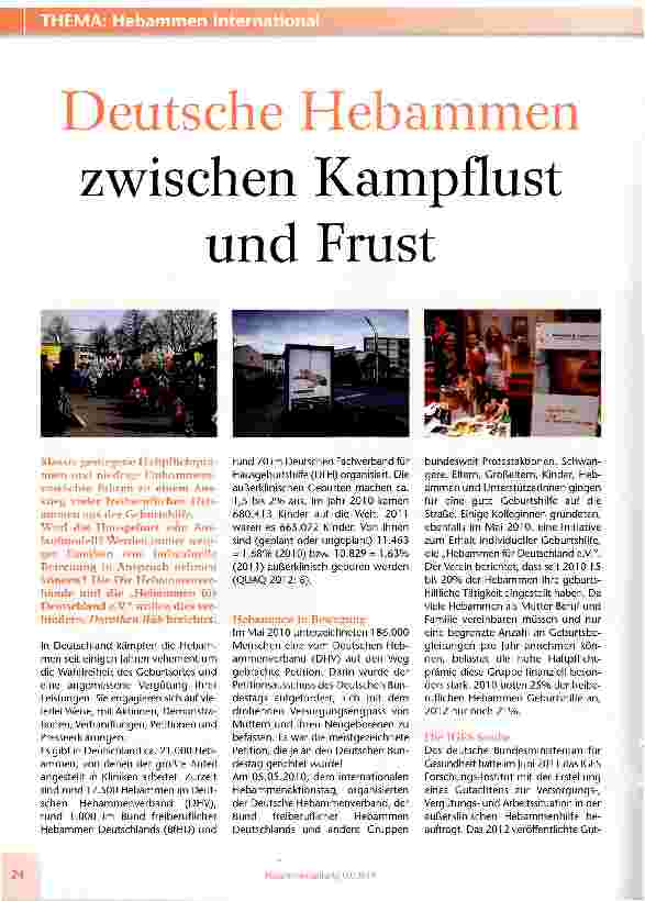 Vorschauseite 1: Deutsche Hebammen zwischen Kampflust und Frust