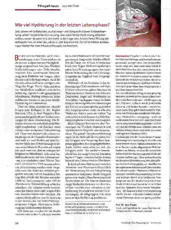 Vorschauseite 1: Wie viel Hydrierung in der letzten Lebensphase?