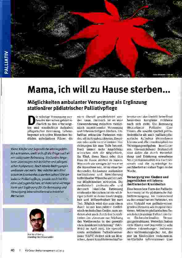 Vorschauseite 1: Mama, ich will zu Hause sterben...