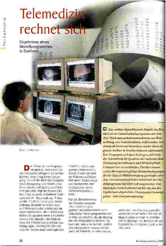 Vorschauseite 1: Telemedizin rechnet sich Ergebnisse eines Modellprogrammes in Sachsen