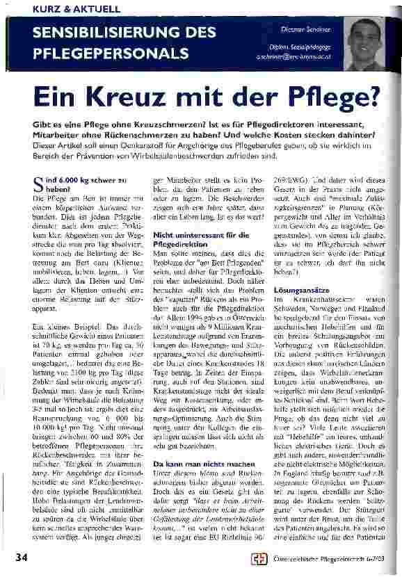 Vorschauseite 1: Ein Kreuz mit der Pflege?