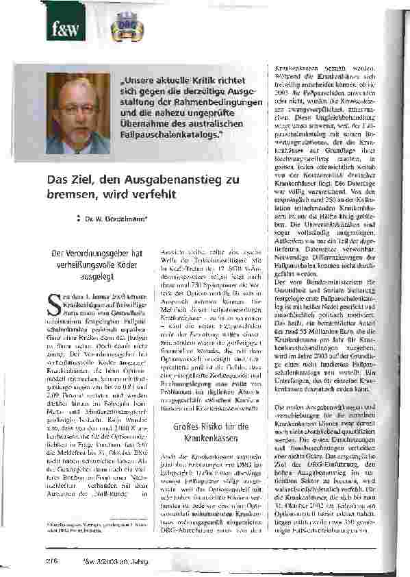 Vorschauseite 1: Das Ziel, den Ausgabenanstieg zu bremsen, wird verfehlt