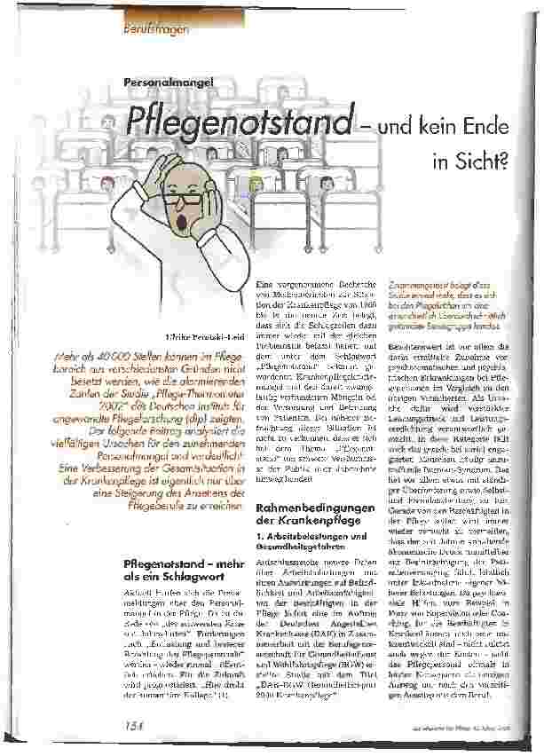 Vorschauseite 1: Pflegenotstand - und kein Ende in Sicht?