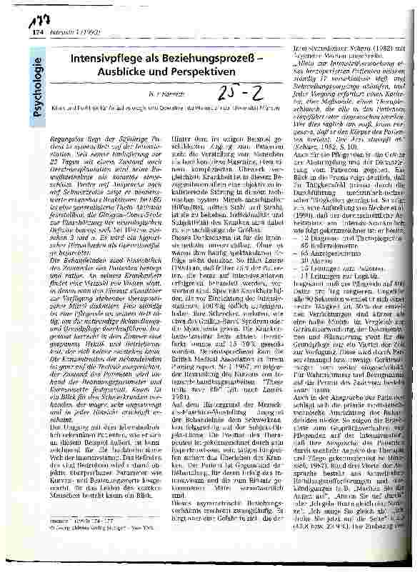 Vorschauseite 1: Intensivpflege als Beziehungsprozeß - Ausblicke und Perspektiven