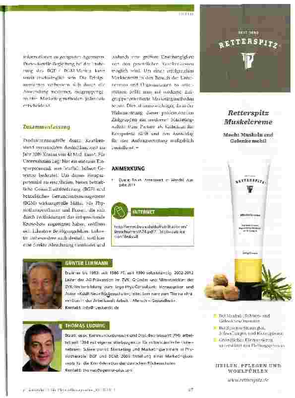 Vorschauseite 4: Physiotherapeuten als betriebliche Gesundheitsförderer