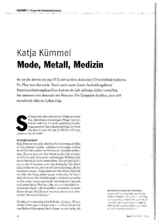 Vorschauseite 1: Katja Kümmel Mode, Metall, Medizin