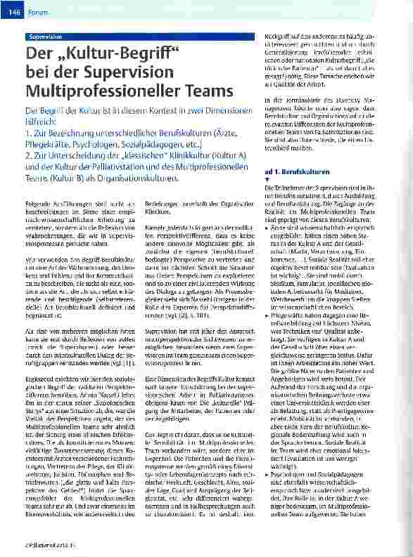 Vorschauseite 1: Der Kultur-Begriff bei der Supervision Multiprofessioneller Teams