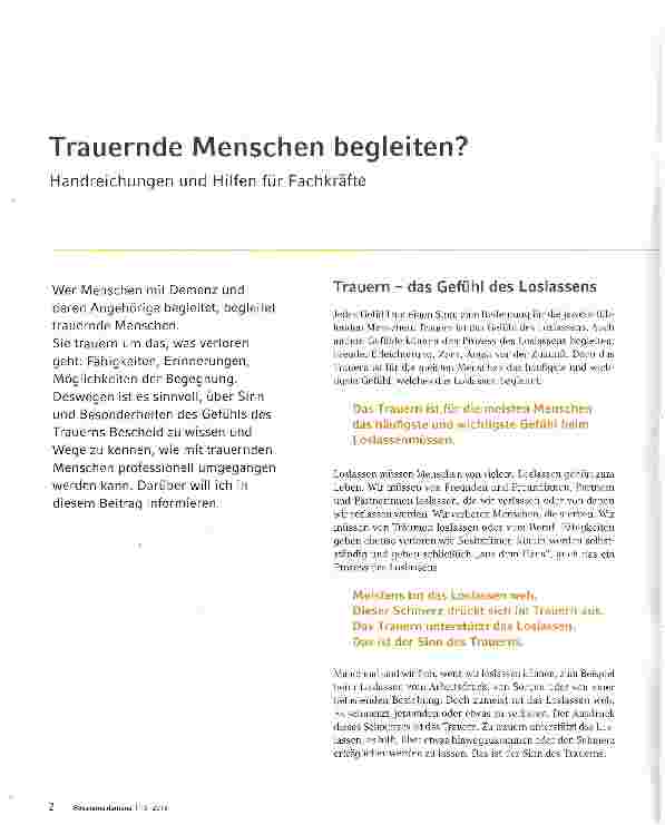 Vorschauseite 1: Trauernde Menschen begleiten?
