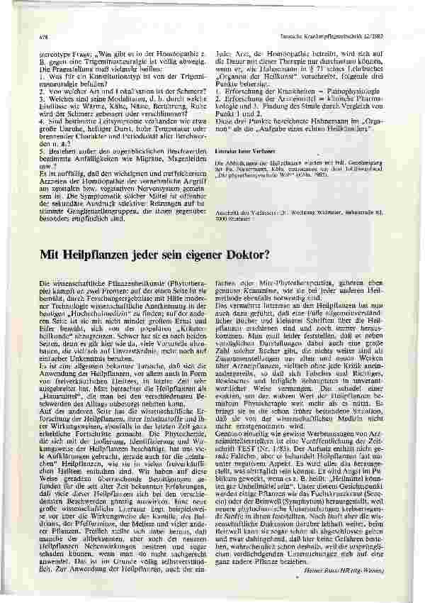Vorschauseite 1: Mit Heilpflanzen jeder sein eigener Doktor?