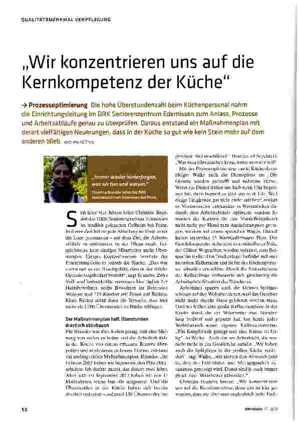 Vorschauseite 1: „Wir konzentrieren uns auf die Kernkompetenz der Küche