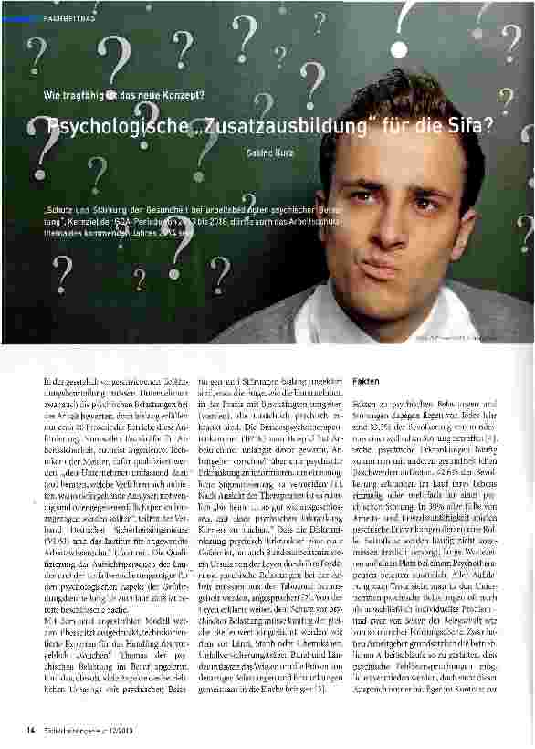 Vorschauseite 1: Psychologische Zusatzausbildung für die SIFA?