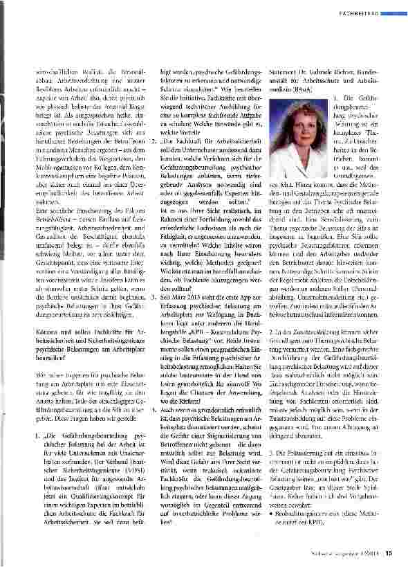 Vorschauseite 2: Psychologische Zusatzausbildung für die SIFA?