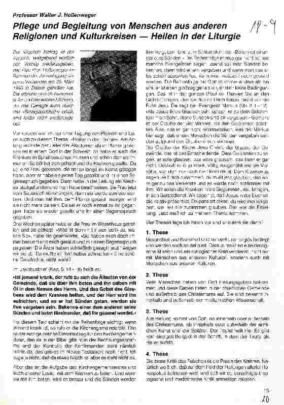 Vorschauseite 1: Pflege und Begleitung von Menschen aus anderen Religionen und Kulturkreisen - Heilen in der Liturgie nach einem Vortrag