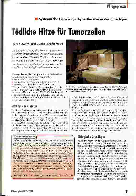 Vorschauseite 1: Tödliche Hitze für Tumorzellen